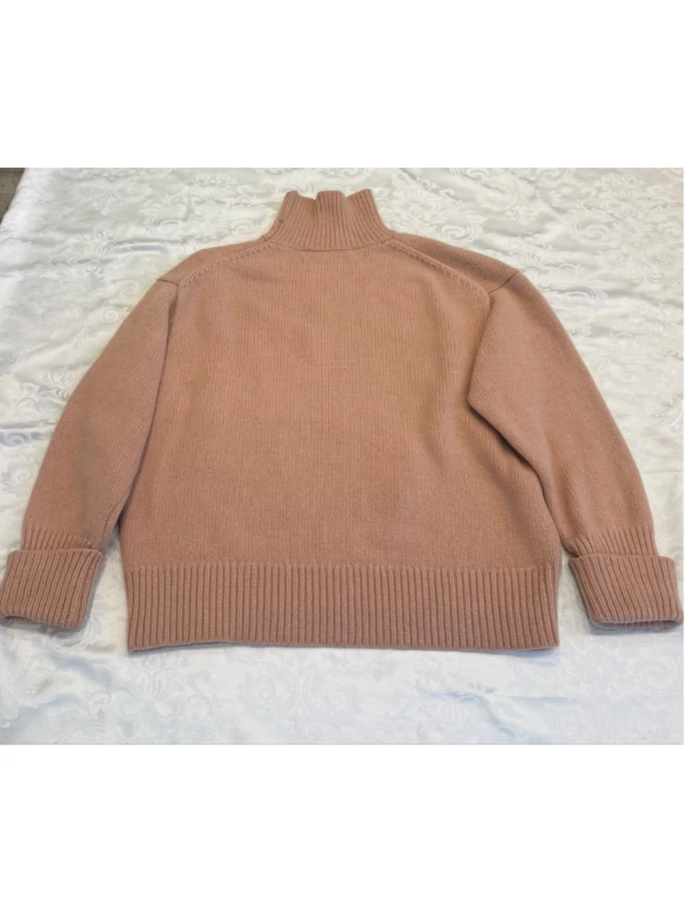 Victoria Victoria Beckham Blush Pink Relaxed Funnel Neck Lambswool Sweater Large